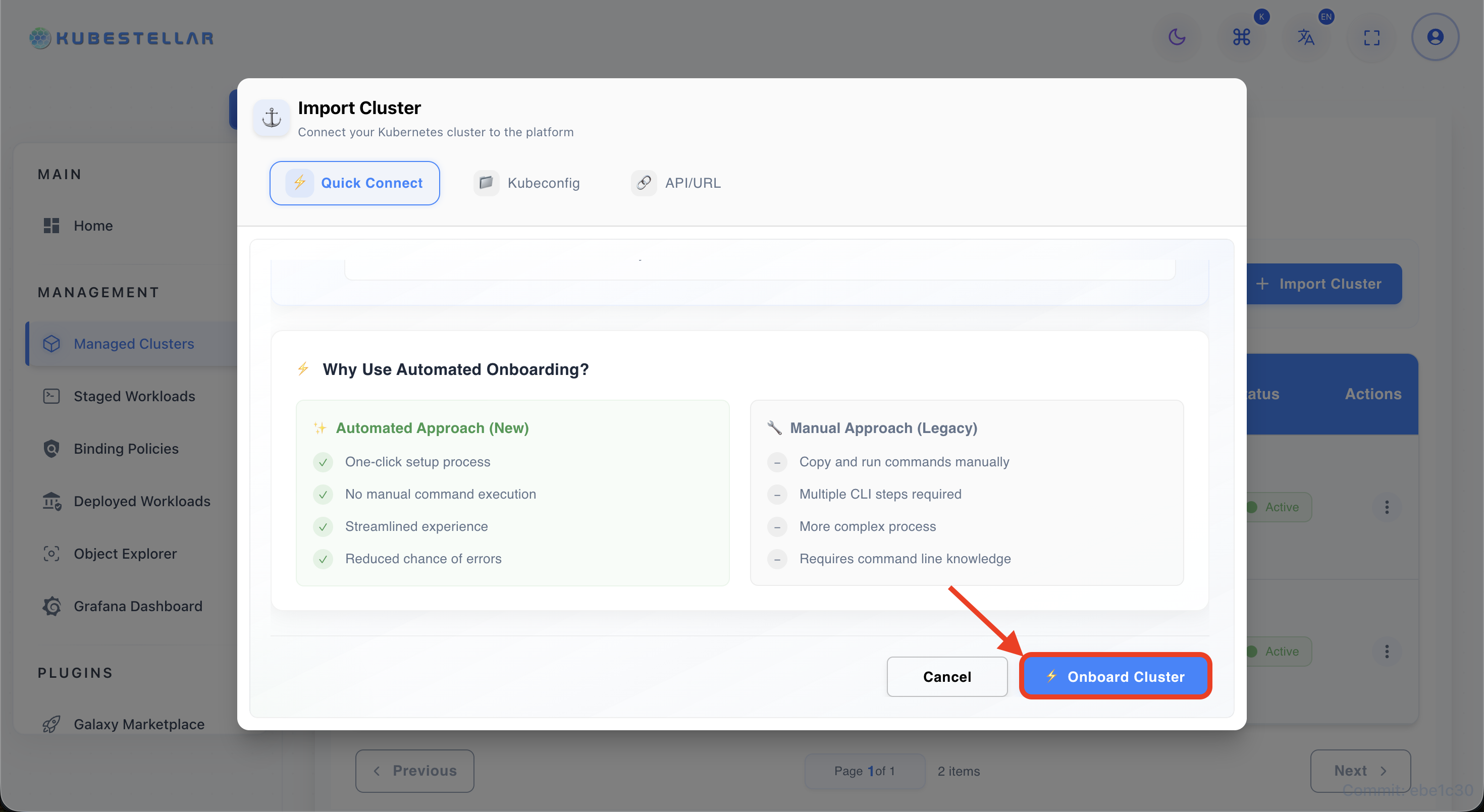 Step 6 — Cluster button