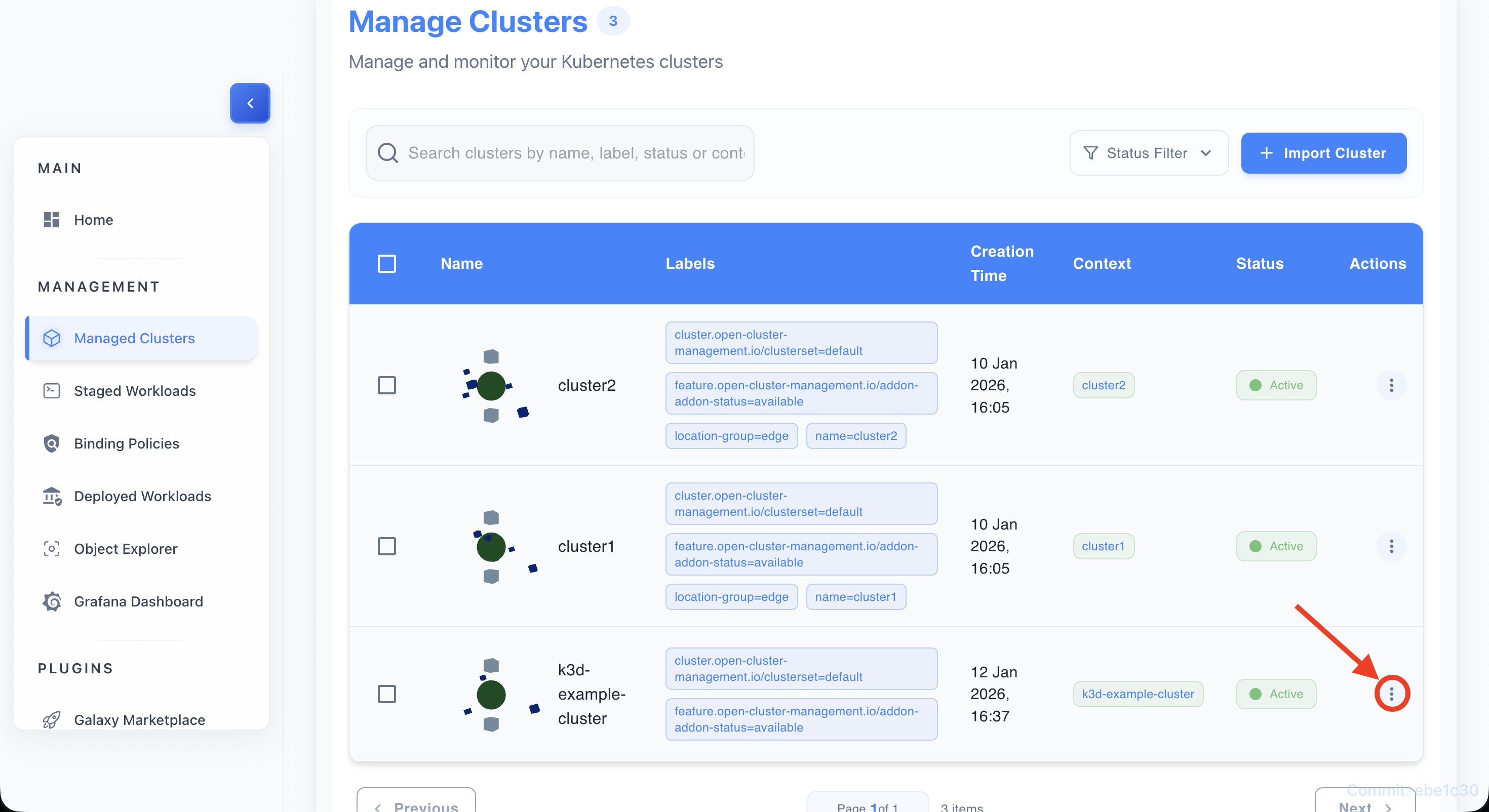 Step 2 — Action menu